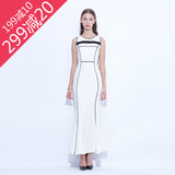 bcvoga百丝2016夏季新款白色拼色甜美修身长裙连衣裙女B152TD0374