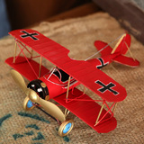 复古铁皮飞机模型摆件房间装饰品儿童房摆件卧室软装小摆件工艺品