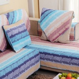 锦缘地中海沙发垫欧式全棉沙发巾蓝色条纹布艺沙发套环保印花坐垫