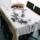 帛彩堂 中式复古水墨风创意手工布艺桌布台布茶几布盖布 竹韵