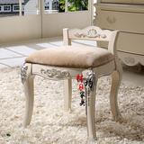 新古典欧式实木妆椅妆台法式田园梳妆台凳子白色化妆凳