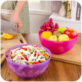 居家家欧式塑料洗菜盆水果盘创意客厅洗水果盆大号家用沙拉碗果盘
