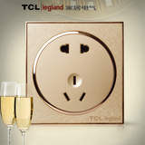 TCL legland 开关插座面板套餐86型香槟金圆形金色电源5孔 五孔插