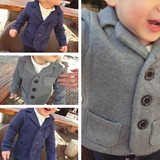外贸韩国单 男童宝宝儿童抓绒加厚纽扣外套西装外套纯棉新年礼服