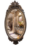 欧式宫廷风金色复古壁挂全身穿衣梳妆化妆试衣镜浴室大椭圆形镜子