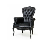 美式黑色皮艺沙发椅法式书桌椅客厅实木售楼处咖啡厅休闲椅接待椅