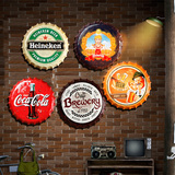美式复古酒吧创意装饰品啤酒瓶盖客厅墙面上铁艺壁挂件铁皮画壁饰