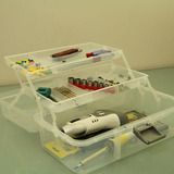 透明塑料三层折叠 工具箱 13寸多功能 收纳箱 美术工具盒 药品箱
