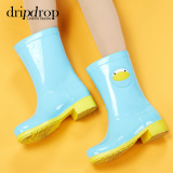 dripdrop萌物中筒纯色防水雨靴女士胶鞋水靴女水鞋套鞋雨鞋女春夏