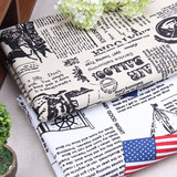 英文报纸 美国国旗图案加厚印花纯棉帆布布料面料 沙发套桌布布料