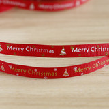 圣诞节 包装用品 1cm*22m 红色圣诞树圣诞快乐 丝带 彩带 缎带