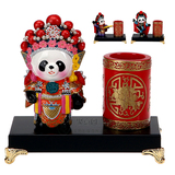 创意陶瓷工艺品京剧熊猫书房办公桌笔筒装饰摆件中国风商务礼品