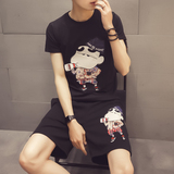 日系潮男短袖运动套装夏季蜡笔小新韩版修身时尚潮牌休闲T恤套装t