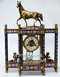 景泰蓝古钟 仿古做旧老式座钟 法国钟表 欧式家居装饰 全铜机械钟