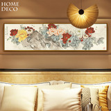 现代新中式客厅装饰画简约富贵牡丹花卉挂画卧室床头画餐厅壁画
