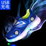 儿童汽车鞋充电USB发光男童LED带亮灯鞋女童夜光灯闪光灯运动童鞋