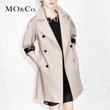 MO&Co.风衣女春装2015欧美双排扣翻领中长款腰带 MA151DUT12moco
