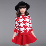 2015秋冬女童套装中大童韩版毛衣裙子两件套儿童长袖针织衫套装潮