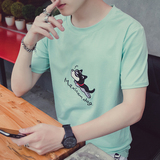 2016男生夏季韩版圆领绣花青少年短袖t恤打底衫夏装学生体恤上衣