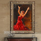 欧式人物油画手绘美女画舞蹈印象装饰画酒吧KTV玄关壁纸壁画竖画