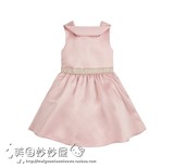 英国MOTHERCARE代购童装16夏正品女童粉色珍珠褶皱领缎面礼服裙
