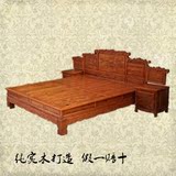 1.8*2米中式双人床实木雕花大床婚床榆木储物床红木明清仿古家具