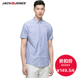 JackJones杰克琼斯2016新款男装夏纯棉尖领短袖衬衫E|216204508