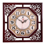七王星客厅大挂钟静音石英钟表中式创意艺术钟红木色墙钟挂表
