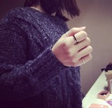日韩版钛钢18K玫瑰金黑陶瓷戒指彩金尾戒食指男女情侣对戒包邮