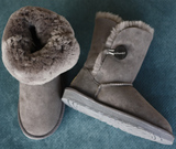 澳洲纯羊毛羊皮毛一体5803纽扣经典灰色雪地靴保暖中筒短靴子男女