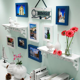 欧锋实木相片墙特价相框创意欧式照片墙组合客厅卧室挂墙送置物架
