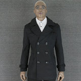 商场代购品牌男装丹麦J家外贸原单春款男士修身黑色翻领风衣外套
