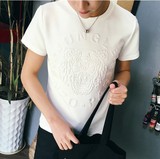 2016夏装男式大码立体字母纯棉短袖T恤女版青少年圆领半袖打底衫