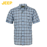 JEEP/吉普专柜正品男装夏款商务休闲短袖衬衣JS13WH135格子衬衫