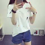 学生装夏季新品韩版女士短袖t恤纯棉上衣白搭宽松大码白色女装潮