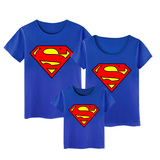 儿童超人短袖T恤女半袖圆领情侣亲子装男蝙蝠侠大战超人服装衣服