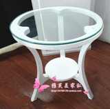 简约时尚欧式白色小茶几钢化小圆桌双层休闲玻璃面圆形咖啡桌卧室