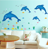 墙贴纸贴画婚房卧室温馨床头客厅沙发电视墙背景墙贴海洋世界海豚