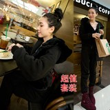 韩国休闲运动服套装女秋冬卫衣两件套开衫显瘦18加绒25加厚35周岁