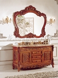 进口美国红橡木卫浴柜 古典奢华浴室柜 美式仿古雕刻实木洗手柜