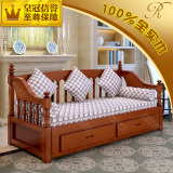 新款欧美式储物实木沙发床宜家实木沙发床 客厅书房推拉沙发床