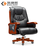 广州 家用办公椅牛皮 老板椅真皮可躺大班椅经理实木脚转椅电脑椅