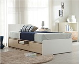 促销新款板式简约现代储物床2人抽屉床收纳 宜家床可定制送货安装