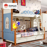 韩式成人上下床高低子母床双层床儿童床女孩1.35米储物梯柜组合床