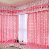 韩式田园风格窗帘定制成品遮光布料 公主儿童房落地飘窗卧室短帘