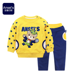 安塞尔斯童装2016秋季新款男童衣服两件套女宝宝儿童卡通卫衣套装