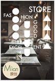 几何图案英文字母墙贴纸简约现代餐厅服装店铺橱窗玻璃贴创意装饰