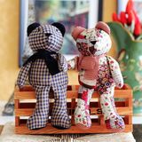 ZAKKA手工潮流格子熊刺绣工艺品 艺娃娃摆件布单个价格动物儿童房