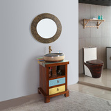 美式乡村复古彩色卫生间洗面盆洗脸台盆柜 创意迷你浴室柜组合