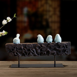 新中式家居软装摆件装饰品艺术品雕塑摆件客厅创意办公室小鸟摆设